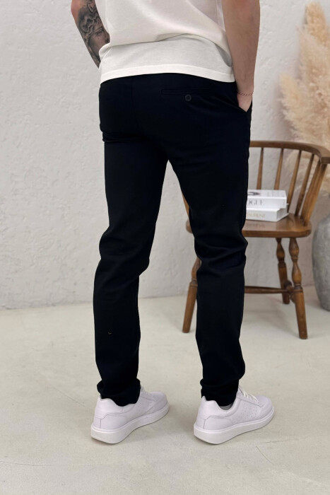 SIMPLE ONE COLOR MEN PANTS BLACK/ E ZEZE - 4