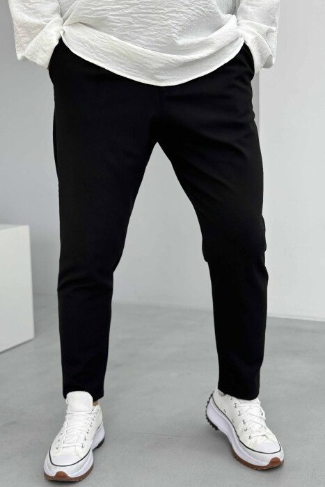 SIMPLE ONE COLOR MEN PANTS BLACK/ E ZEZE - 2