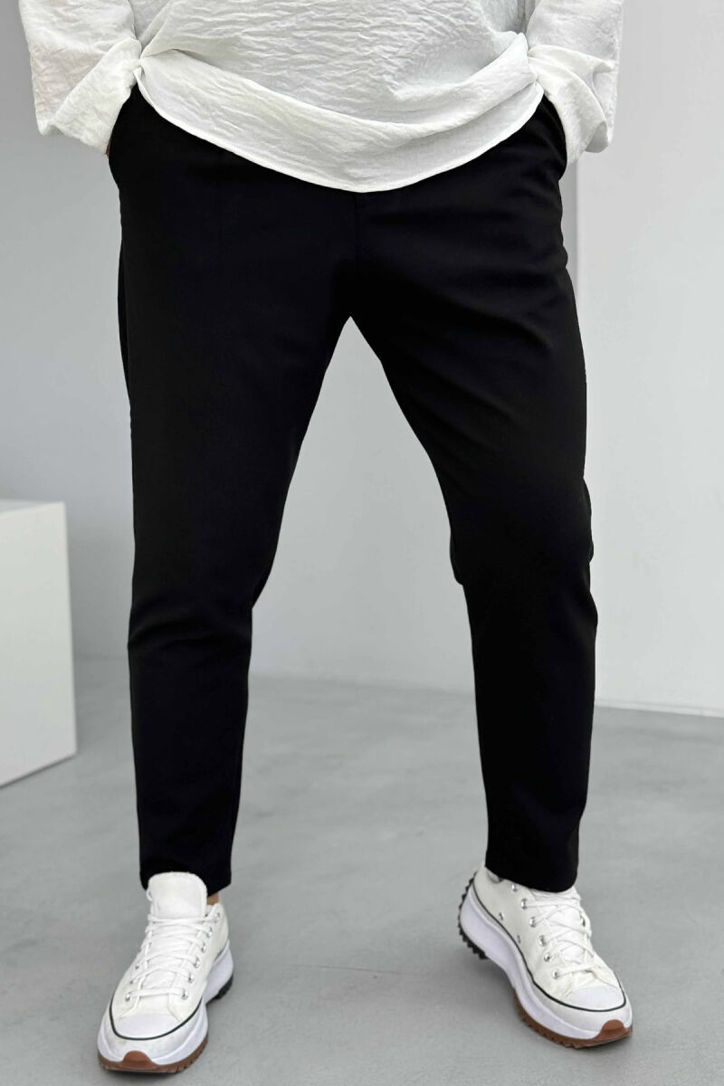 SIMPLE ONE COLOR MEN PANTS BLACK/ E ZEZE - 2