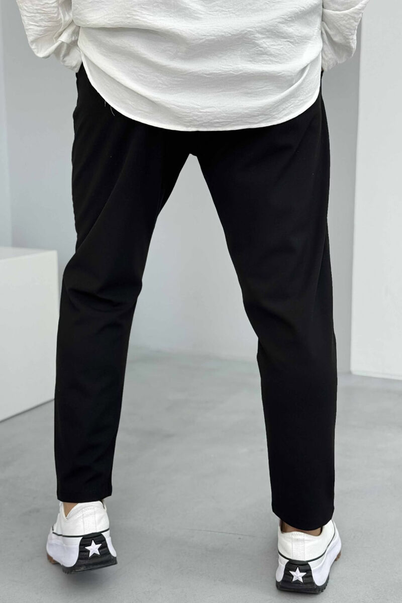 SIMPLE ONE COLOR MEN PANTS BLACK/ E ZEZE - 3