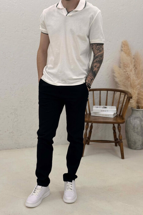 SIMPLE ONE COLOR MEN PANTS BLACK/ E ZEZE 