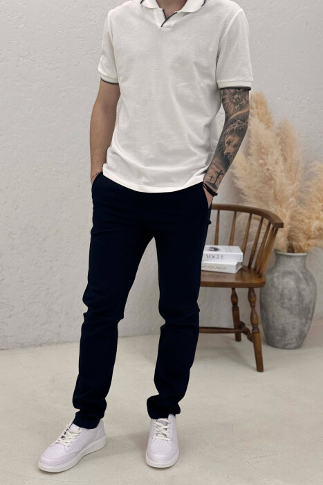 SIMPLE ONE COLOR MEN PANTS BLUE/BLU - 1
