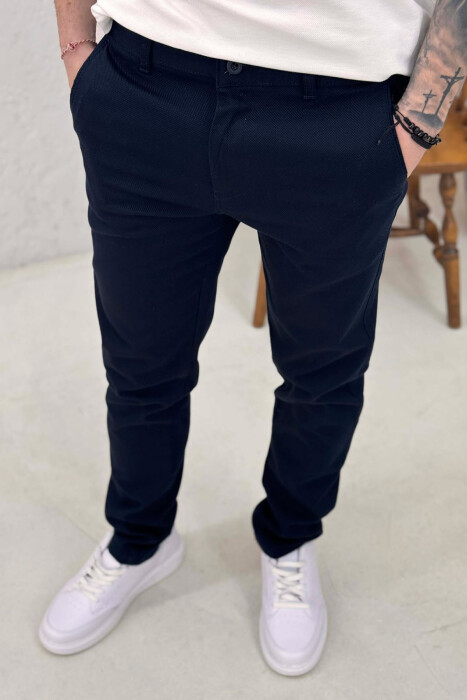 SIMPLE ONE COLOR MEN PANTS BLUE/BLU - 2