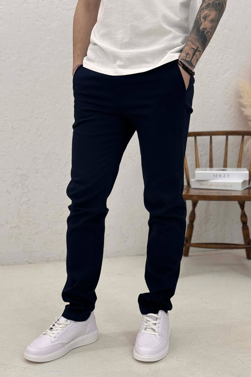 SIMPLE ONE COLOR MEN PANTS BLUE/BLU - 3