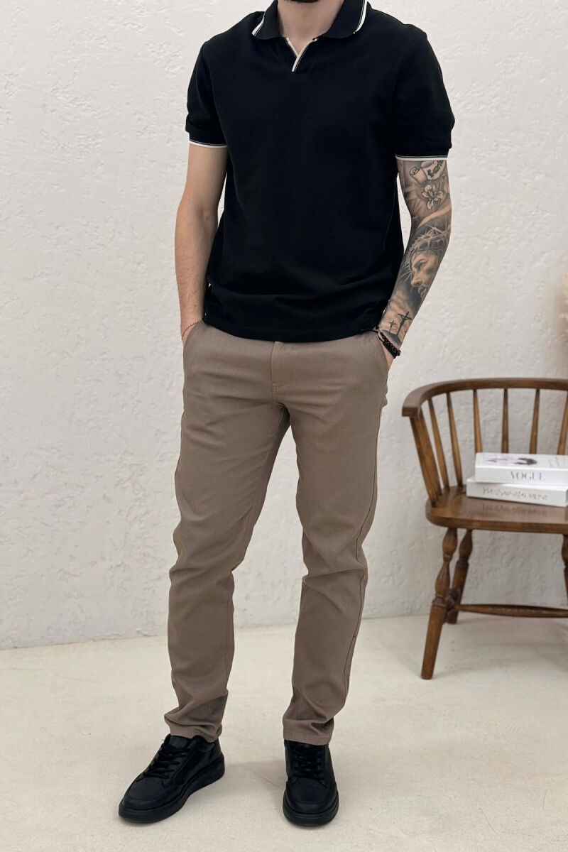 SIMPLE ONE COLOR MEN PANTS BROWN/KAFE - 1