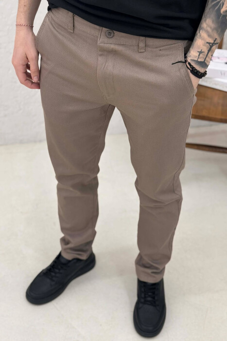 SIMPLE ONE COLOR MEN PANTS BROWN/KAFE - 2