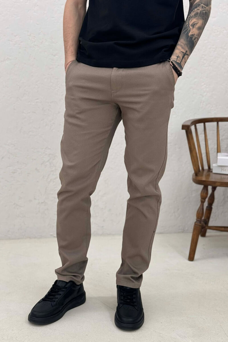 SIMPLE ONE COLOR MEN PANTS BROWN/KAFE - 3