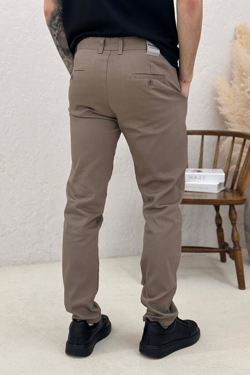 SIMPLE ONE COLOR MEN PANTS BROWN/KAFE - 4