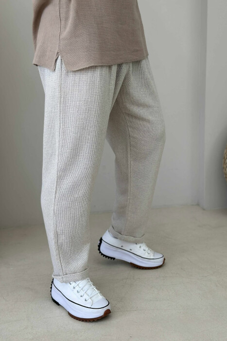 SIMPLE ONE COLOR MEN PANTS CREAM/KREM - 2
