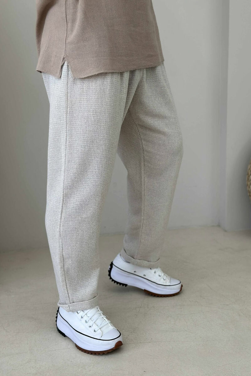 SIMPLE ONE COLOR MEN PANTS CREAM/KREM - 2