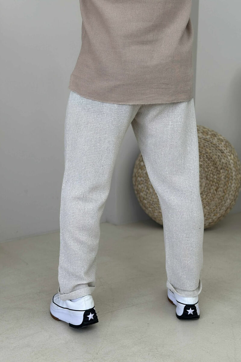 SIMPLE ONE COLOR MEN PANTS CREAM/KREM - 3