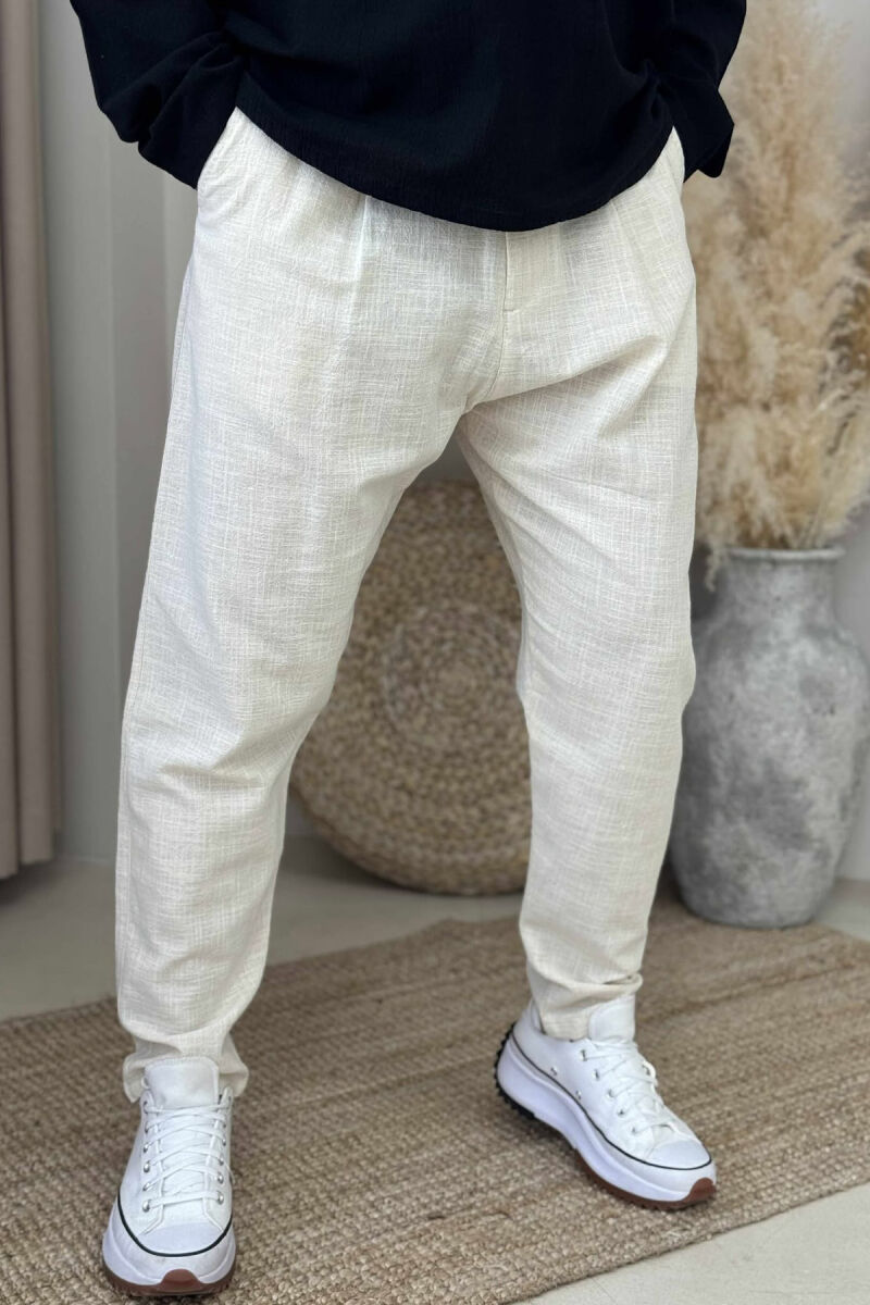 SIMPLE ONE COLOR MEN PANTS CREAM/KREM - 2