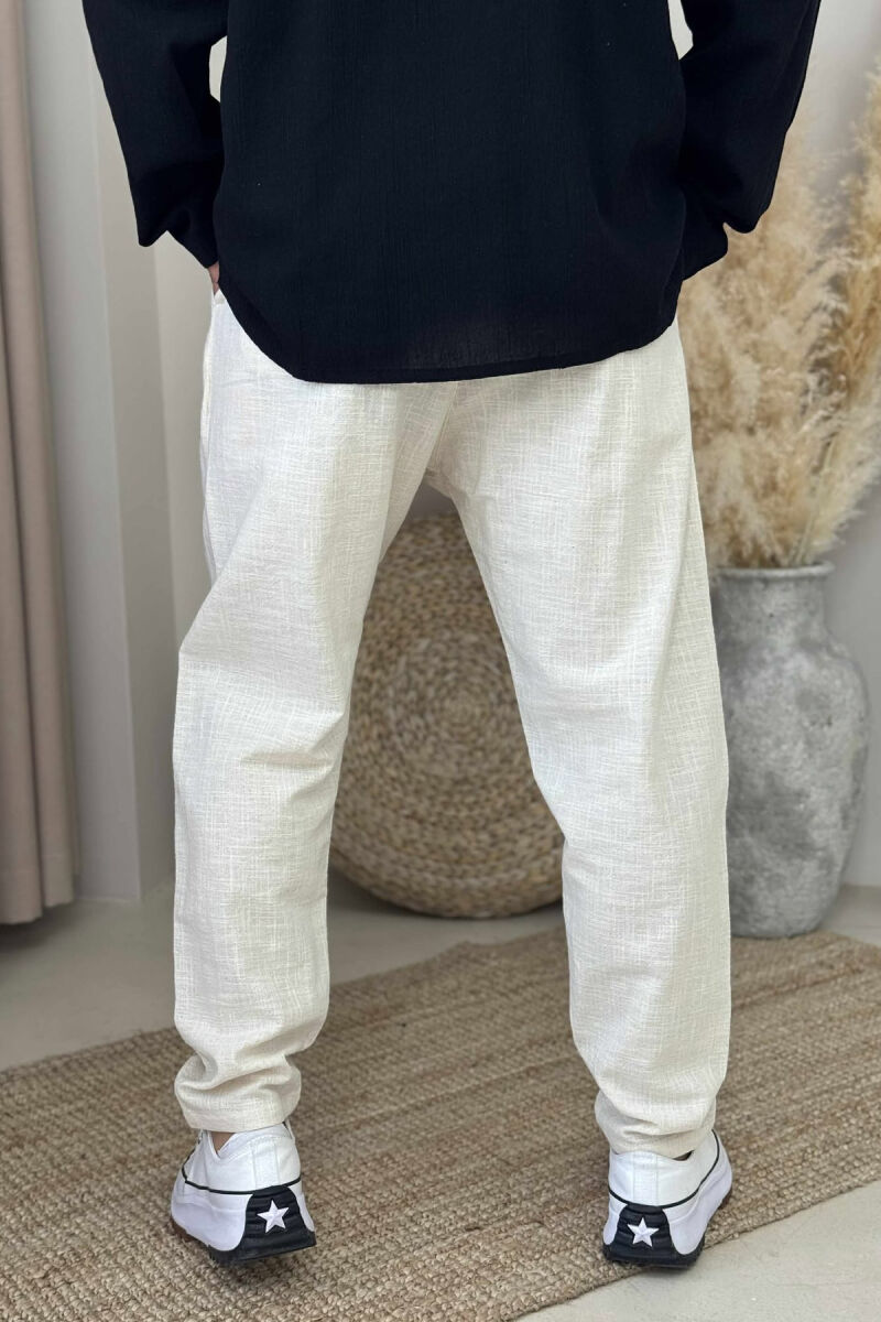 SIMPLE ONE COLOR MEN PANTS CREAM/KREM - 3
