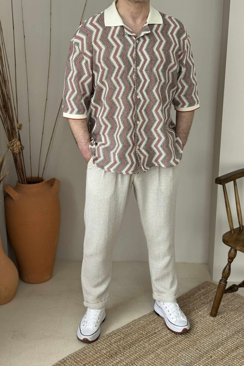 SIMPLE ONE COLOR MEN PANTS CREAM/KREM - 1