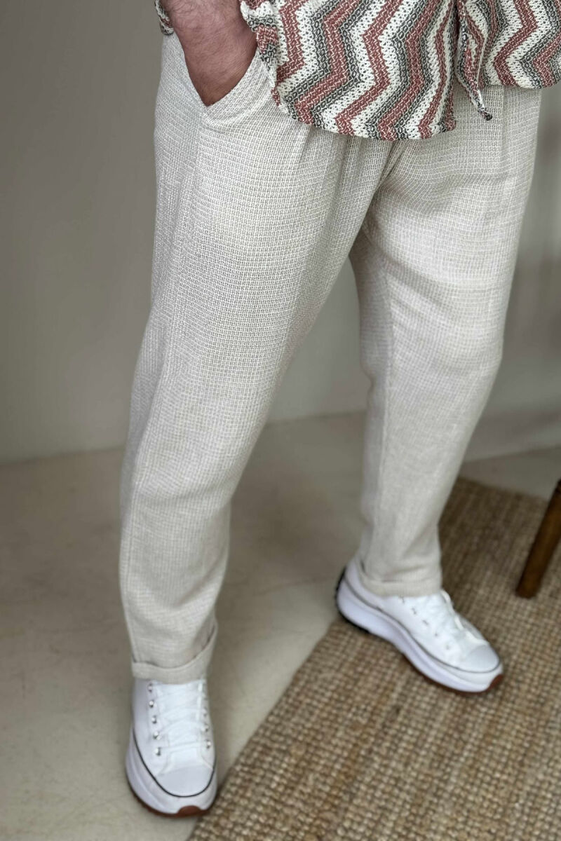 SIMPLE ONE COLOR MEN PANTS CREAM/KREM - 2