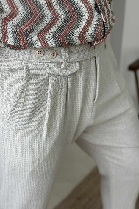 SIMPLE ONE COLOR MEN PANTS CREAM/KREM - 5