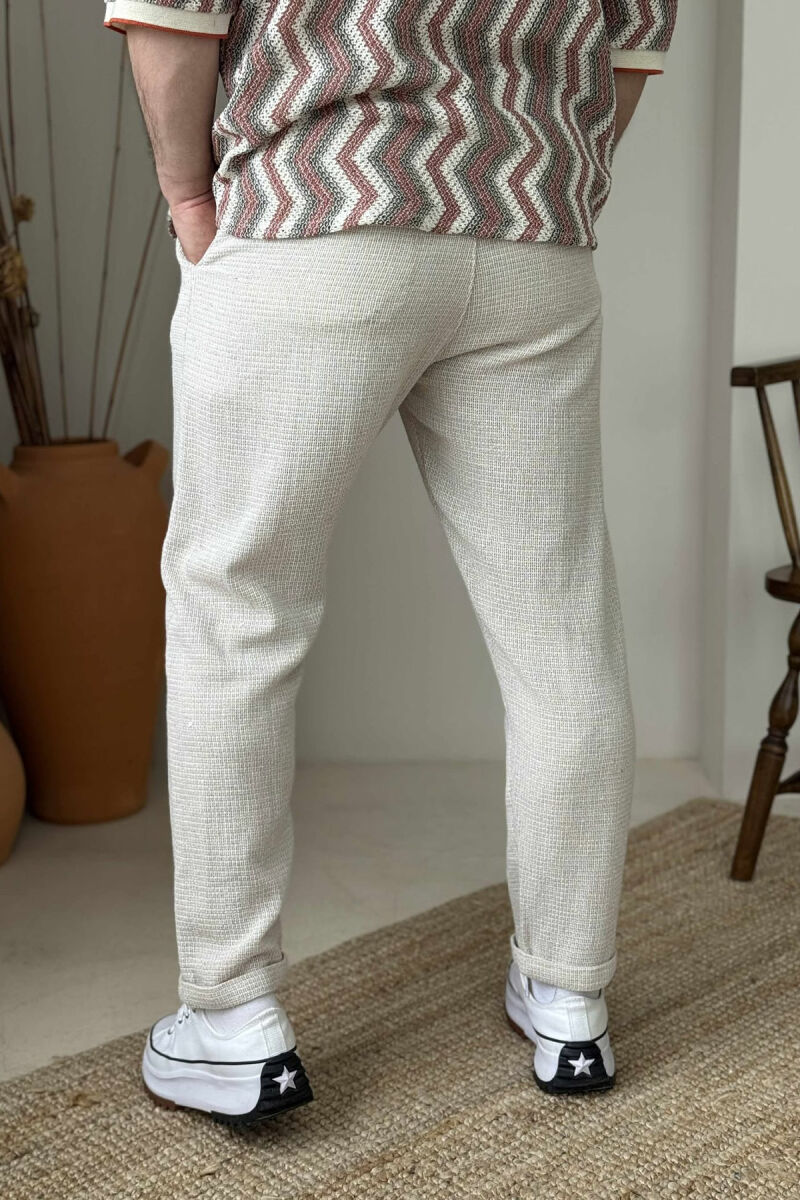 SIMPLE ONE COLOR MEN PANTS CREAM/KREM - 6