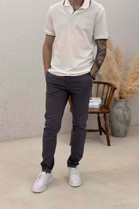 SIMPLE ONE COLOR MEN PANTS DARK GREY/GEE 