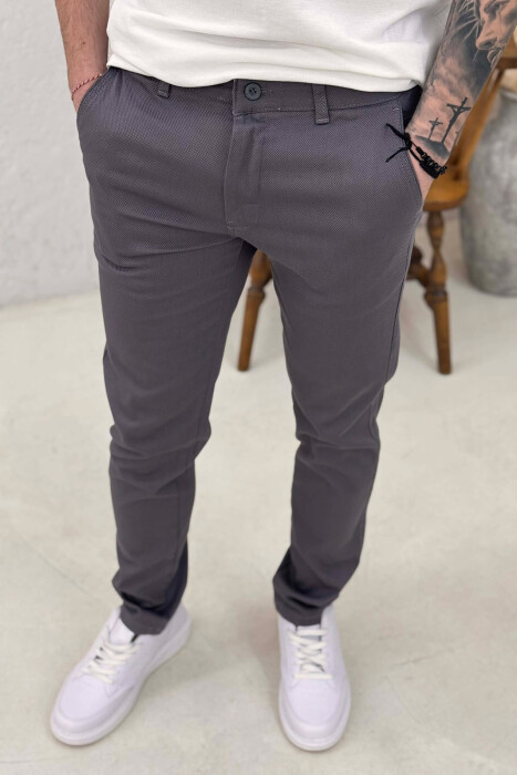 SIMPLE ONE COLOR MEN PANTS DARK GREY/GEE - 2