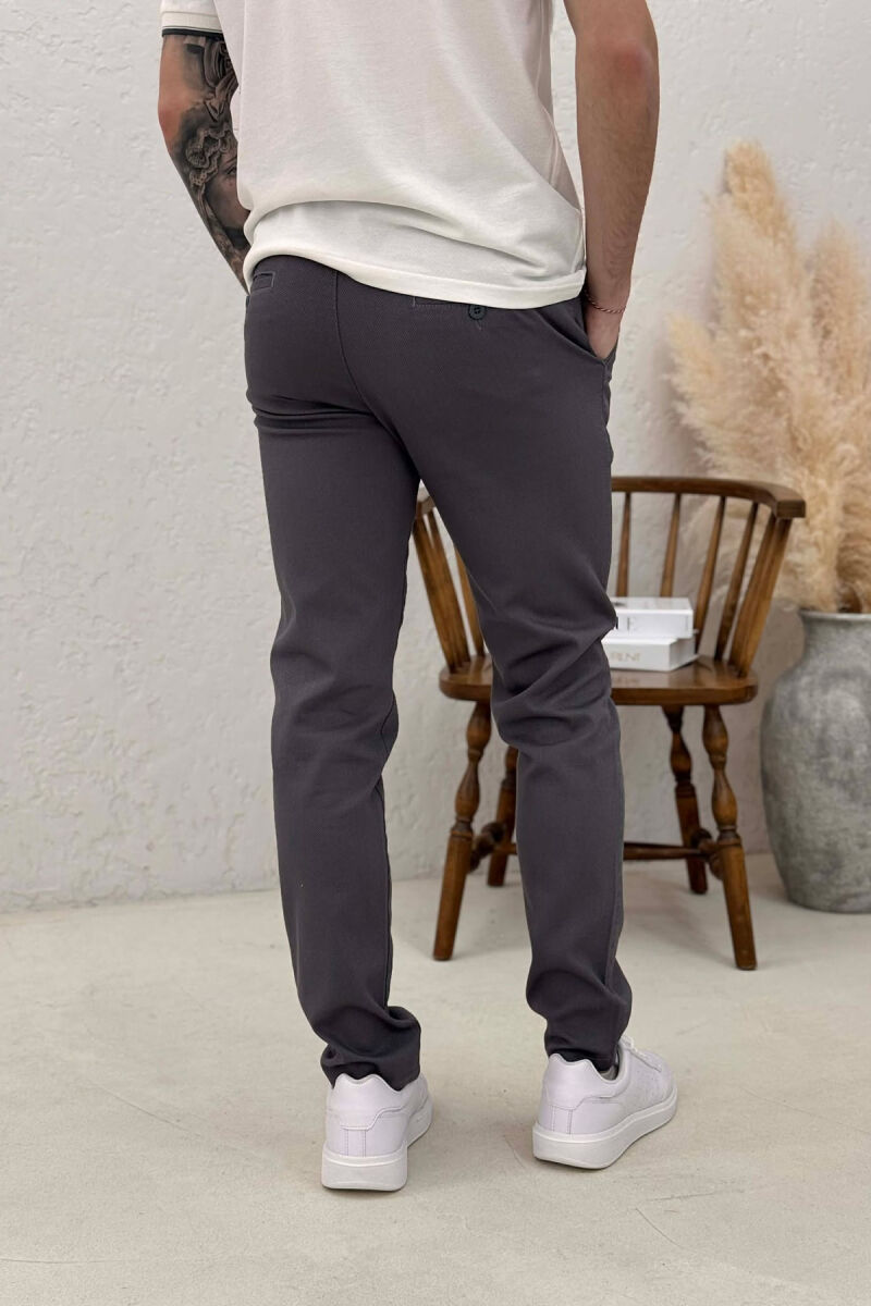 SIMPLE ONE COLOR MEN PANTS DARK GREY/GEE - 4