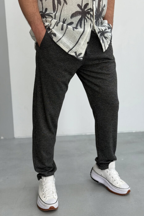 SIMPLE ONE COLOR MEN PANTS DARK GREY/GEE - 2