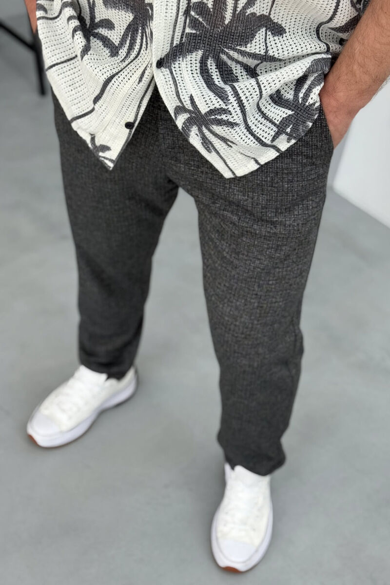 SIMPLE ONE COLOR MEN PANTS DARK GREY/GEE - 3