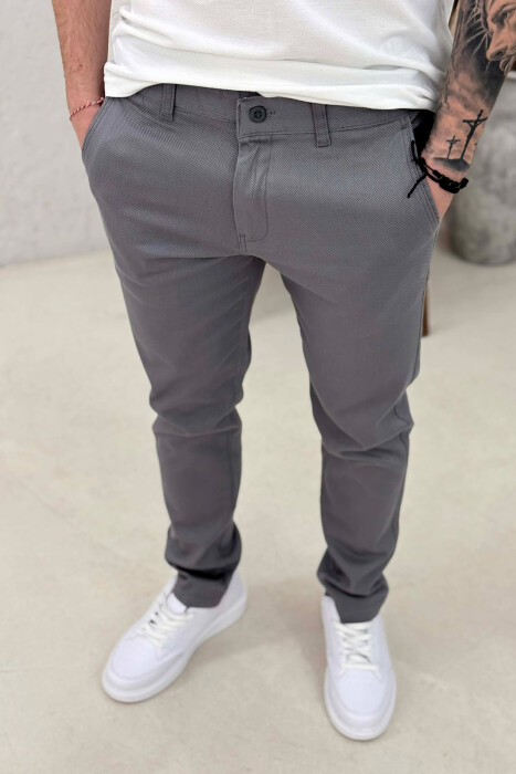 SIMPLE ONE COLOR MEN PANTS GREY/GRI - 2