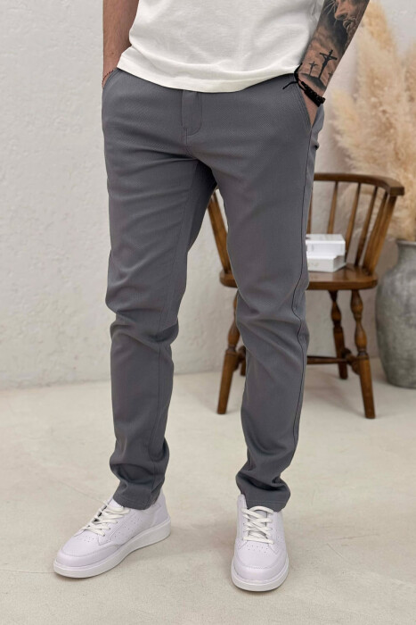 SIMPLE ONE COLOR MEN PANTS GREY/GRI - 4