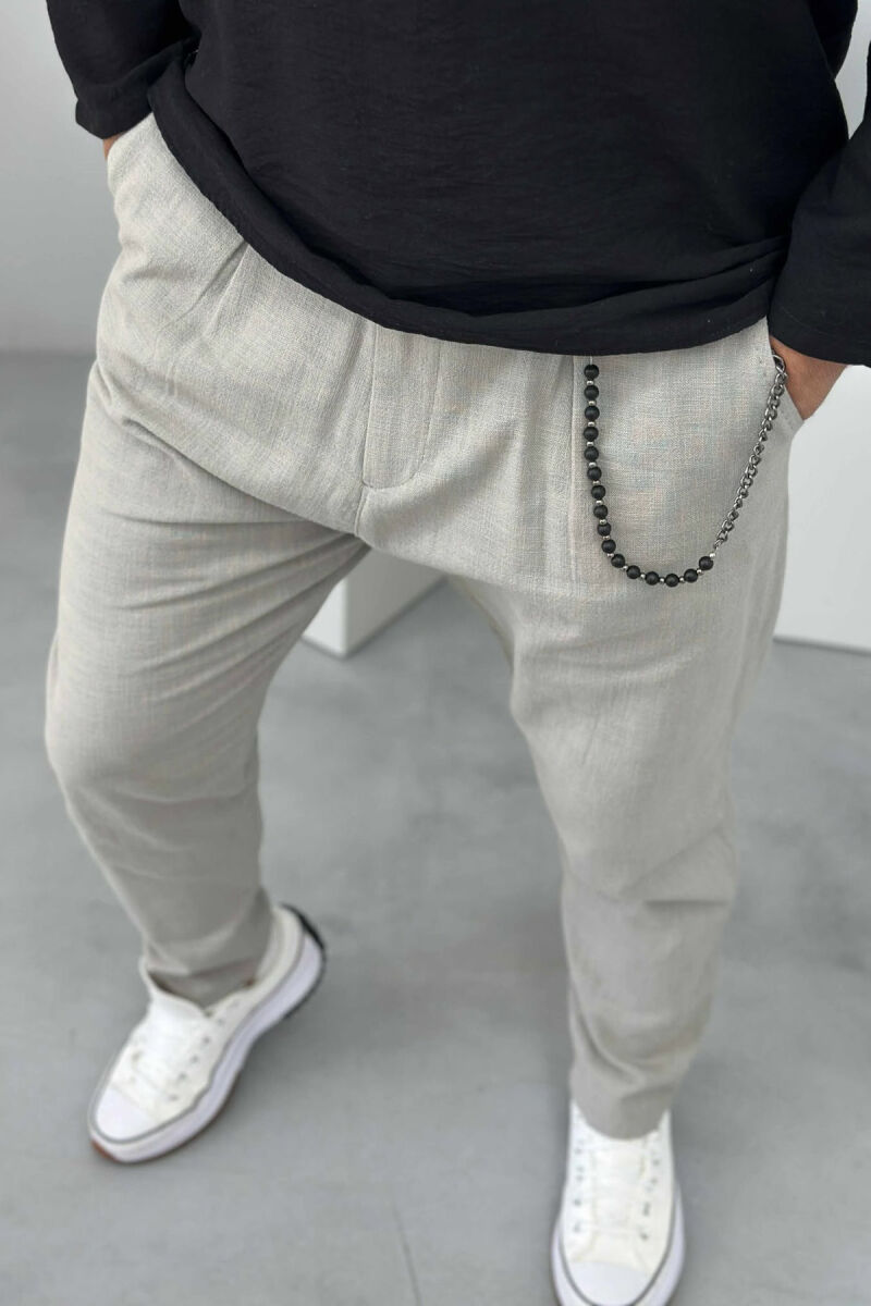 SIMPLE ONE COLOR MEN PANTS GREY/GRI - 3