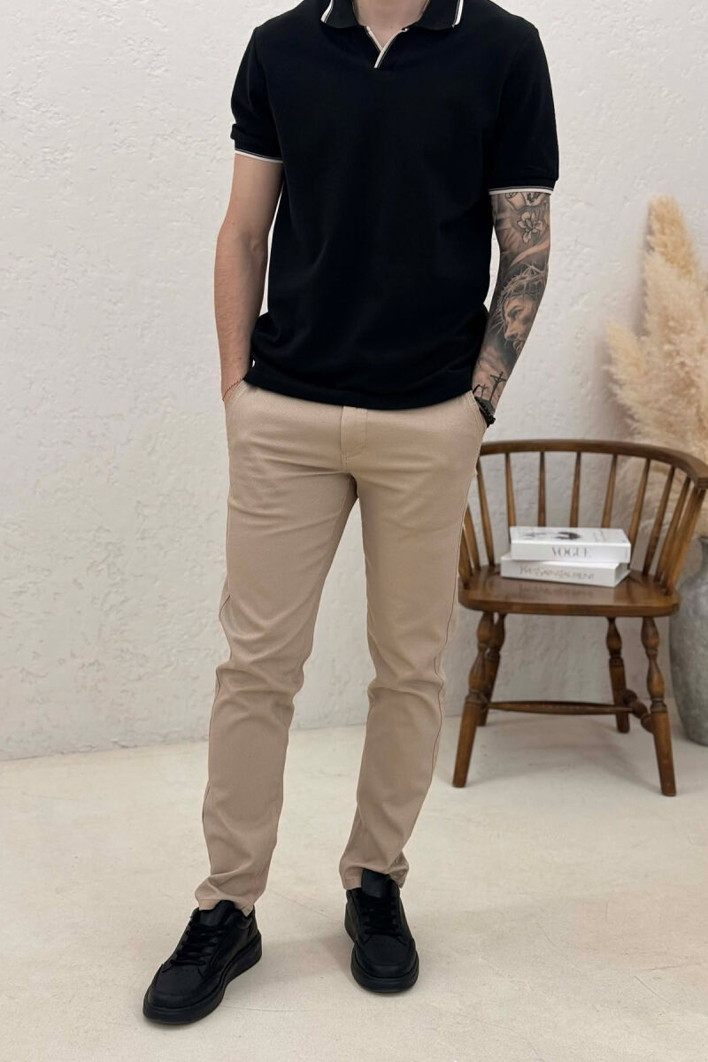 SIMPLE ONE COLOR MEN PANTS LIGHT BEIGE/BZHZB - 1