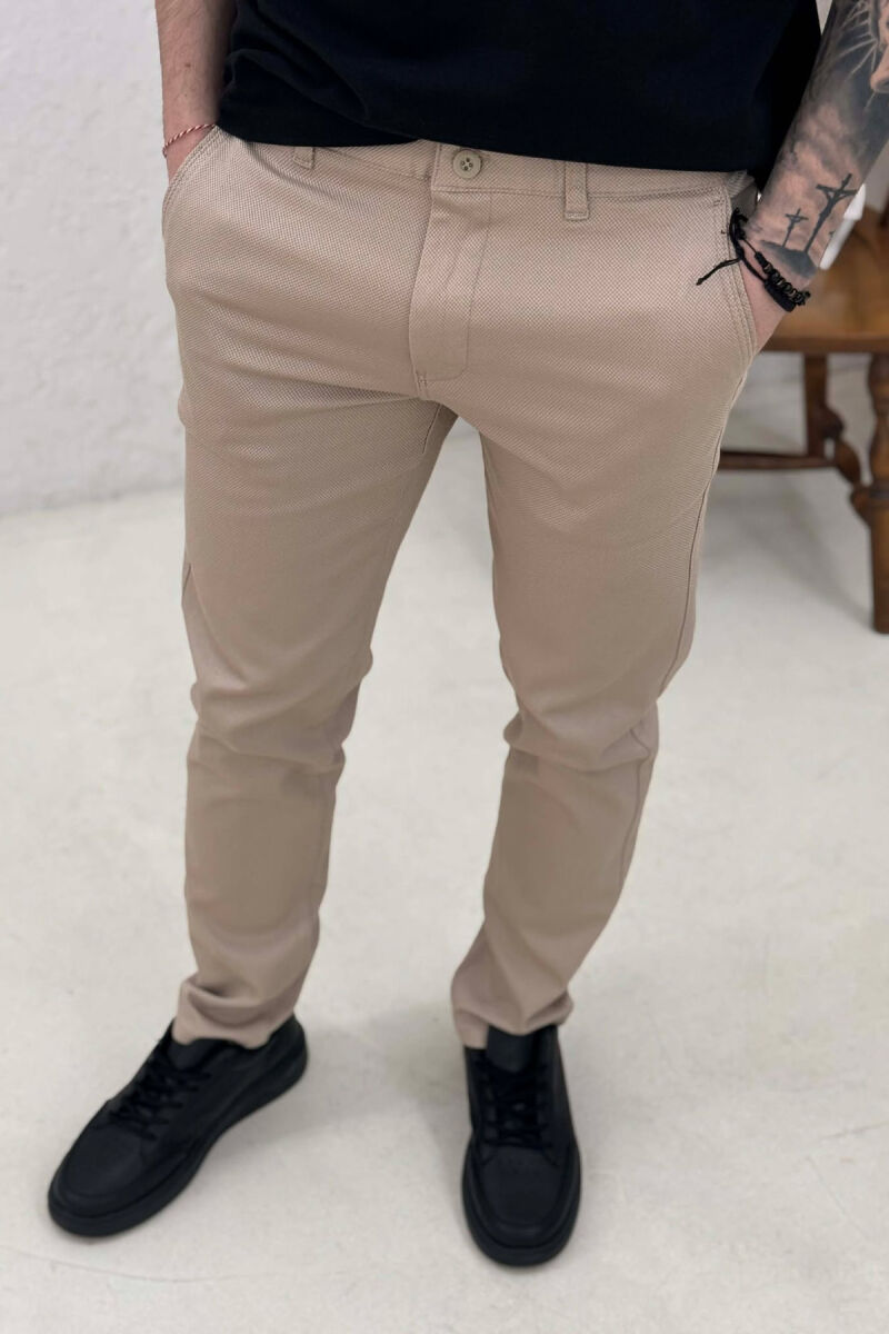 SIMPLE ONE COLOR MEN PANTS LIGHT BEIGE/BZHZB - 2