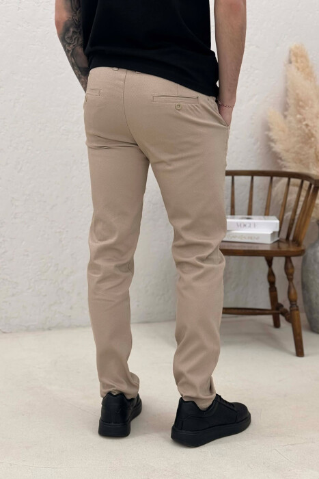 SIMPLE ONE COLOR MEN PANTS LIGHT BEIGE/BZHZB - 4