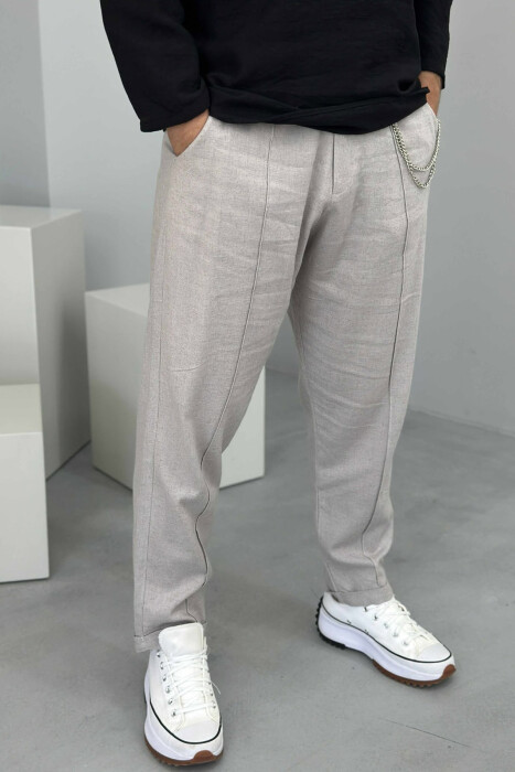SIMPLE ONE COLOR MEN PANTS LIGHT GREY/GZ - 1