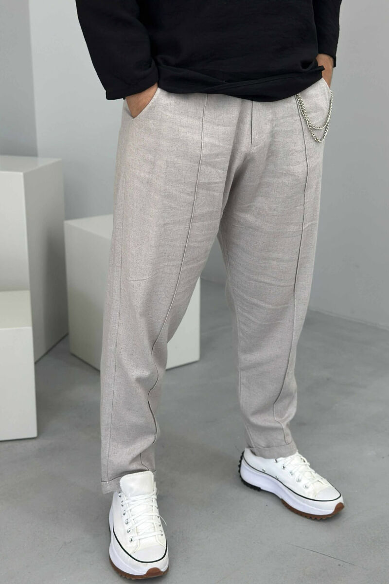 SIMPLE ONE COLOR MEN PANTS LIGHT GREY/GZ - 1