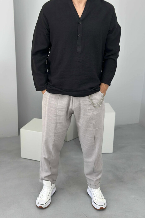 SIMPLE ONE COLOR MEN PANTS LIGHT GREY/GZ - 2
