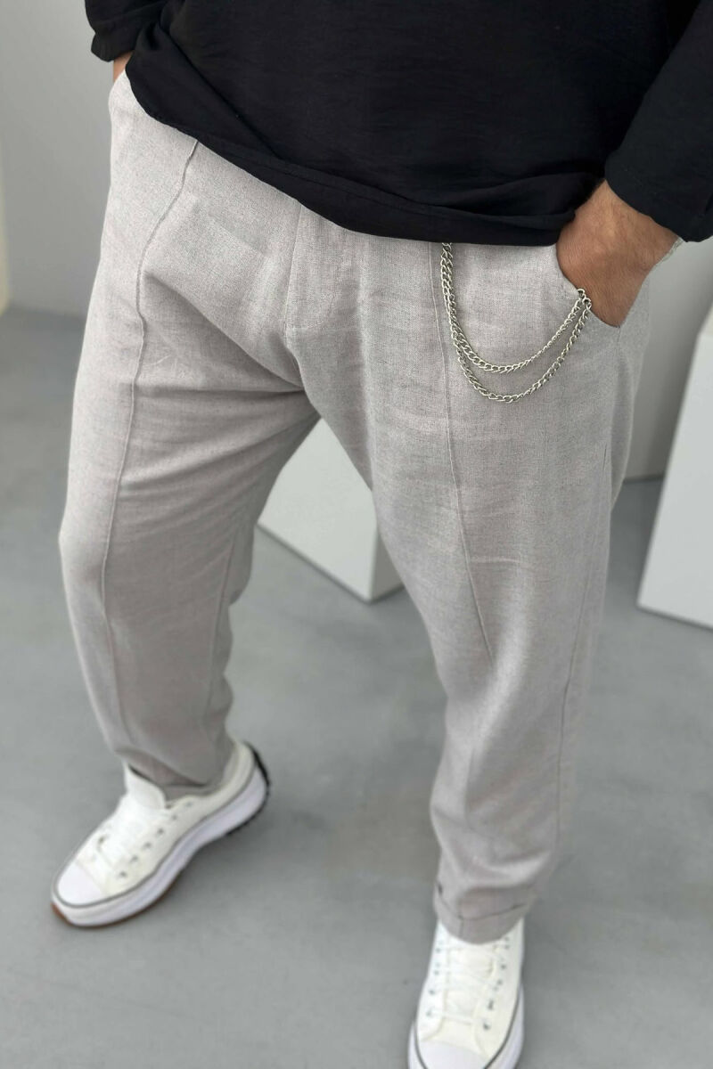 SIMPLE ONE COLOR MEN PANTS LIGHT GREY/GZ - 3