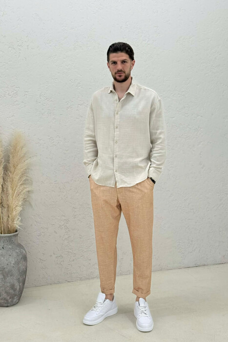 SIMPLE ONE COLOR MEN PANTS ORANGE/PORTOKALLI - KLAUDIO FASHION