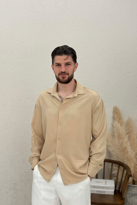 SIMPLE ONE COLOR MEN SHIRT BEIGE/BEZHE 