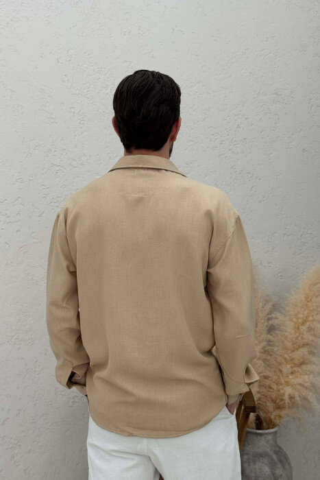 SIMPLE ONE COLOR MEN SHIRT BEIGE/BEZHE - 2