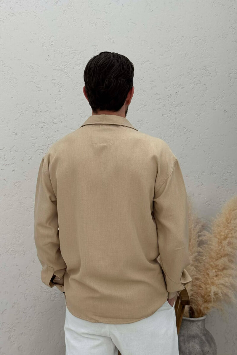 SIMPLE ONE COLOR MEN SHIRT BEIGE/BEZHE - 2