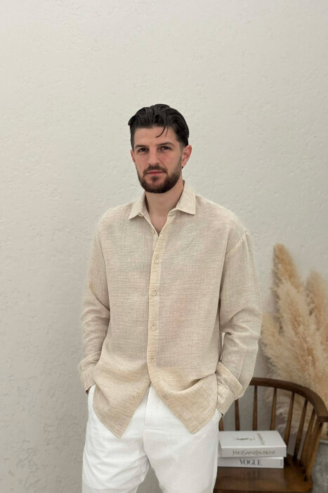 SIMPLE ONE COLOR MEN SHIRT CREAM/KREM 