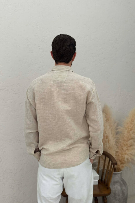 SIMPLE ONE COLOR MEN SHIRT CREAM/KREM - 2