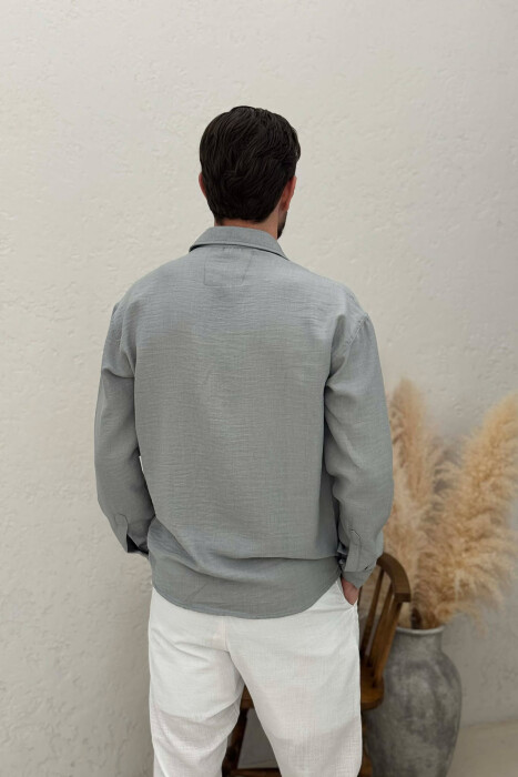 SIMPLE ONE COLOR MEN SHIRT GREY/GRI - 2