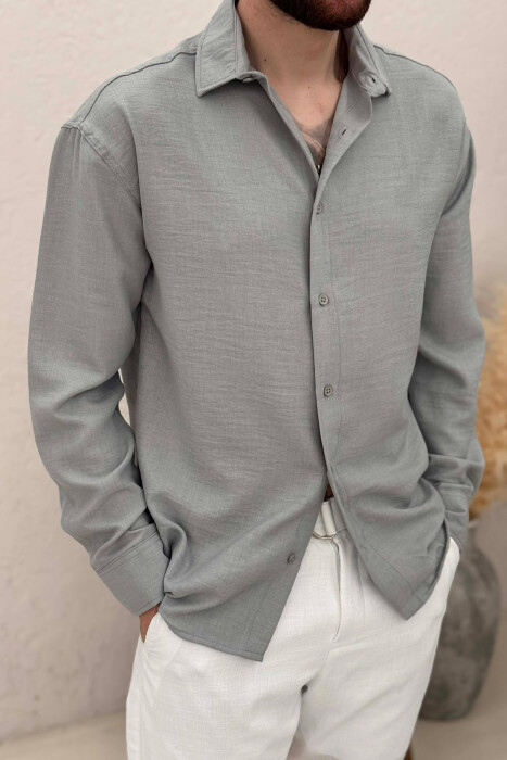 SIMPLE ONE COLOR MEN SHIRT GREY/GRI - 4