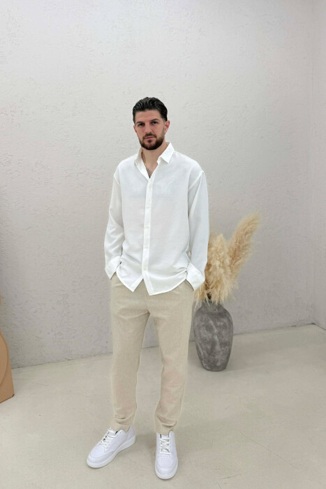 SIMPLE ONE COLOR MEN SHIRT WHITE-E BARDHE 