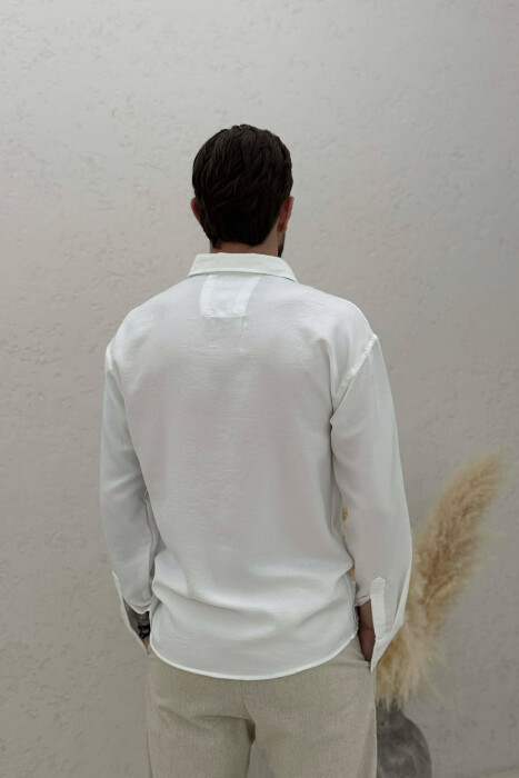 SIMPLE ONE COLOR MEN SHIRT WHITE-E BARDHE - 4