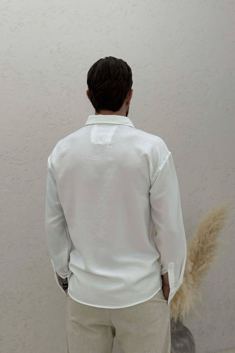 SIMPLE ONE COLOR MEN SHIRT WHITE-E BARDHE - 4