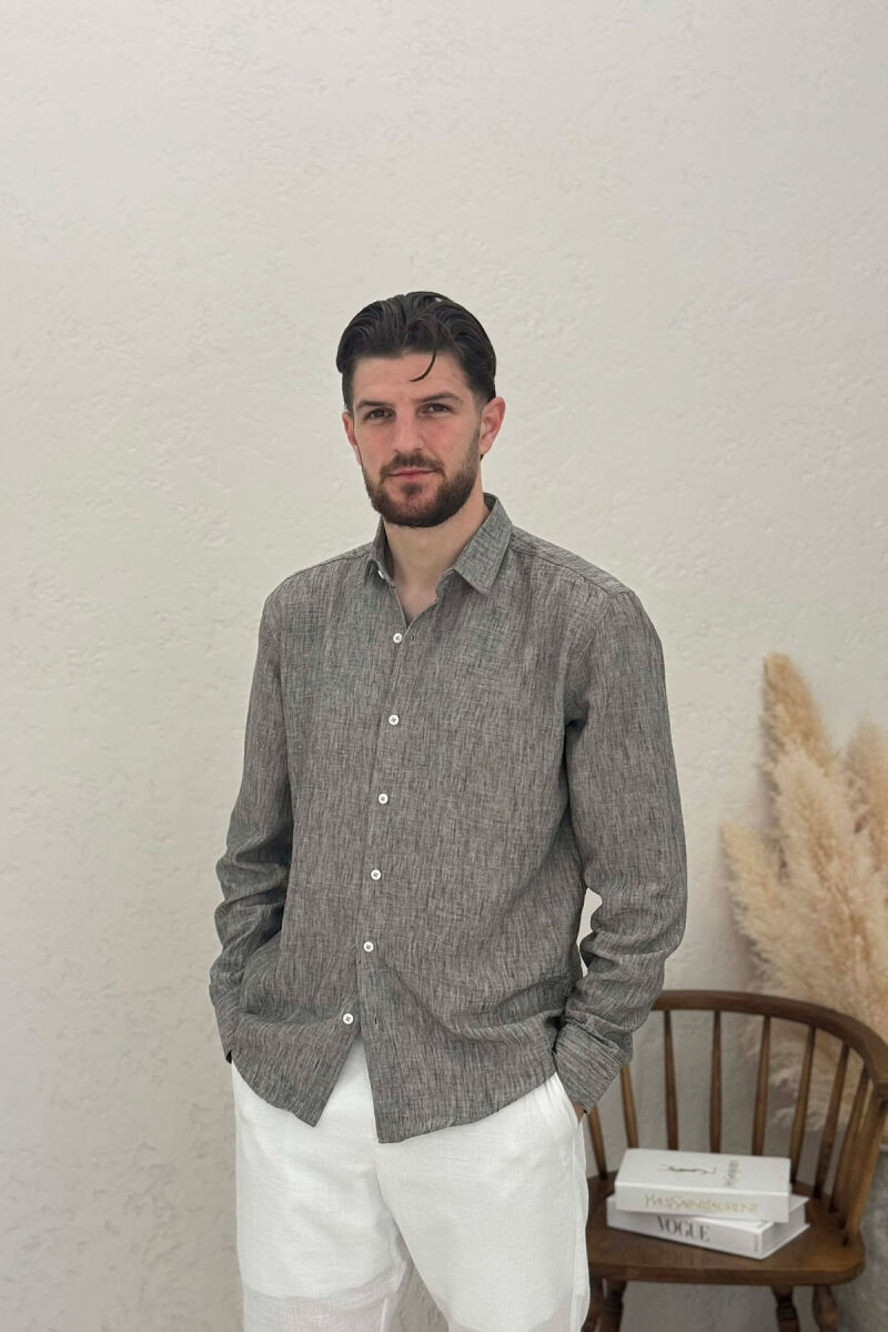 SIMPLE ONE COLOR MEN SHIRTS DARK GREY/GEE - 1