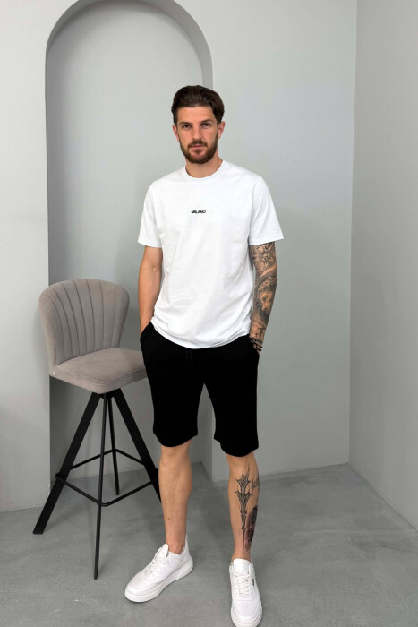 SIMPLE ONE COLOR MEN SHORT SWEATPANTS BLACK/ E ZEZE - 1
