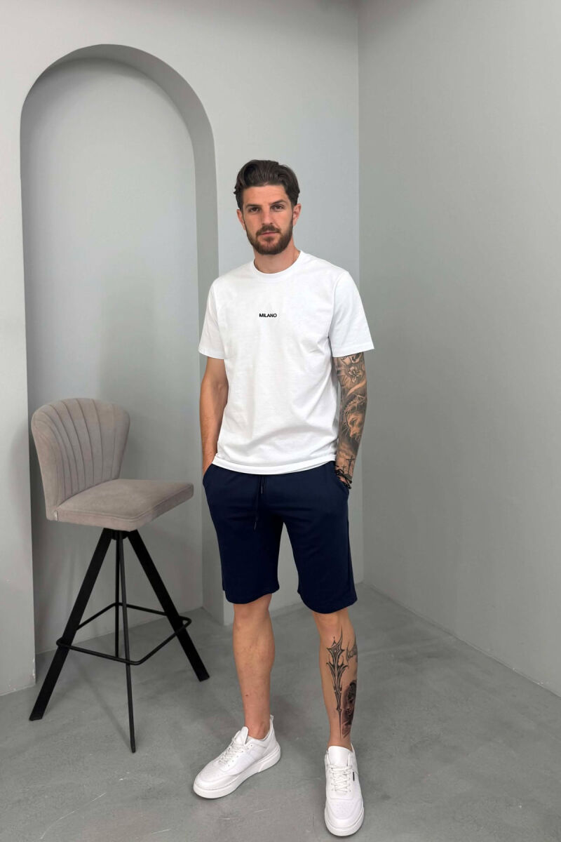 SIMPLE ONE COLOR MEN SHORT SWEATPANTS BLUE/BLU - 1